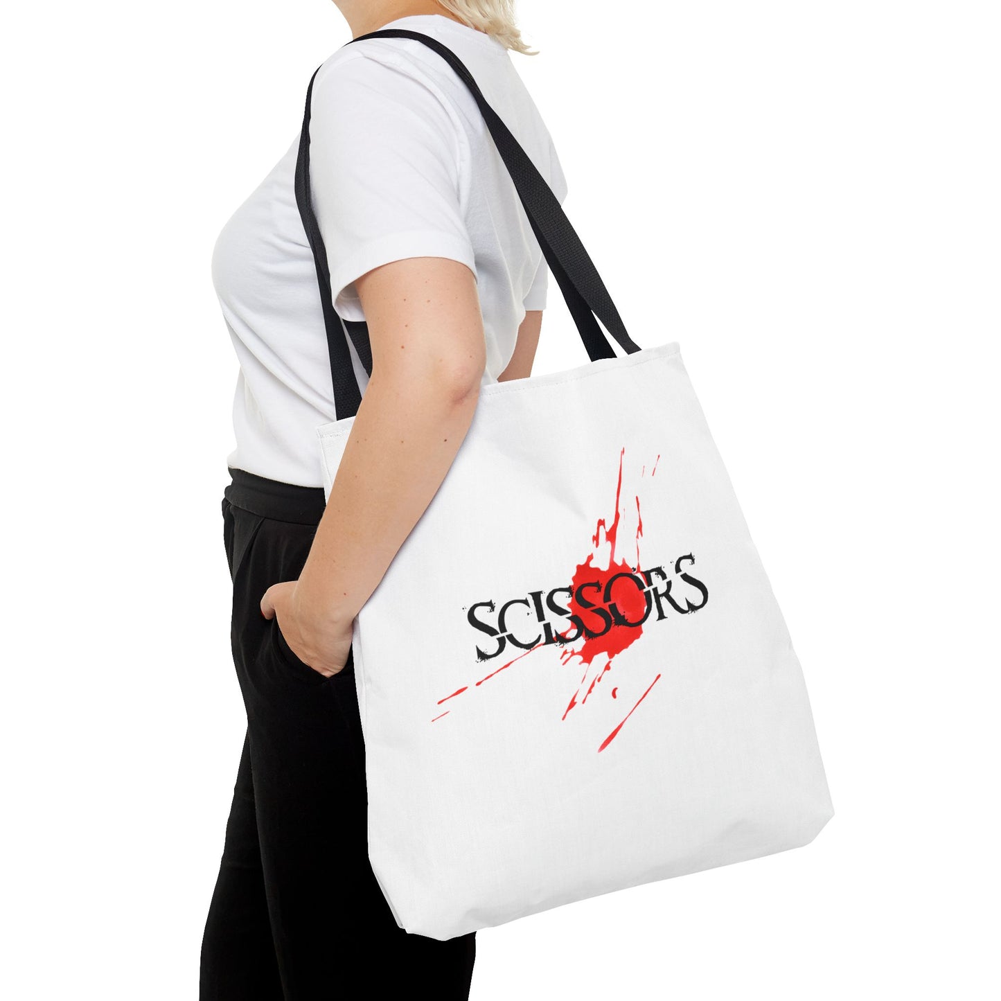 Stylish Scissors Tote Bag for Horror Movie Fans.