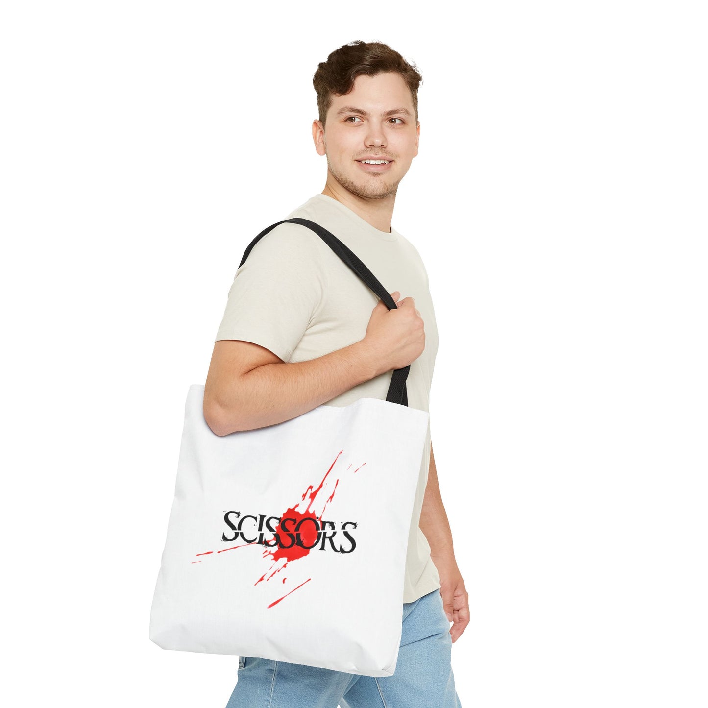 Stylish Scissors Tote Bag for Horror Movie Fans.