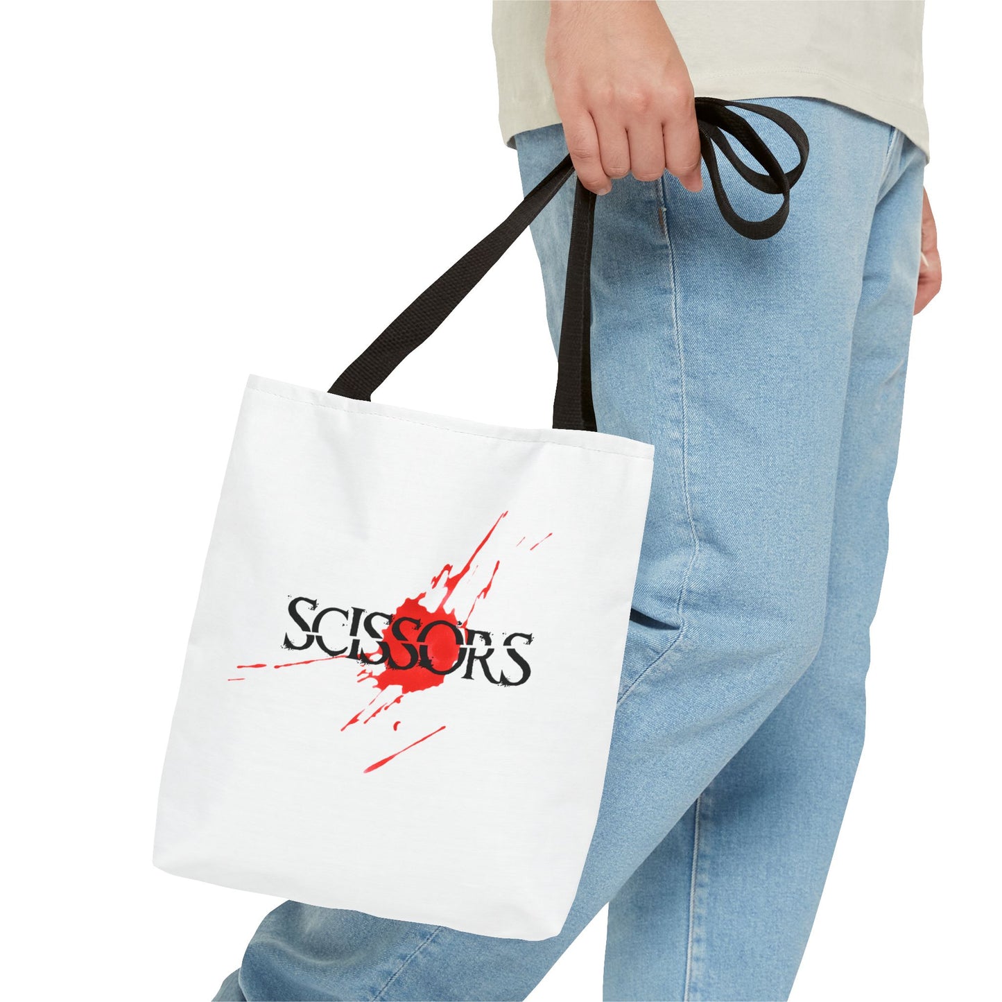 Stylish Scissors Tote Bag for Horror Movie Fans.