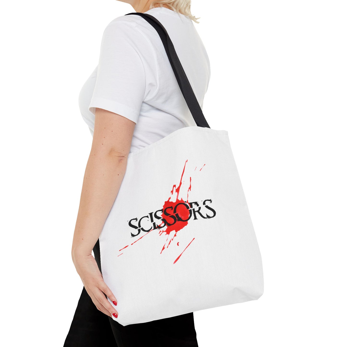 Stylish Scissors Tote Bag for Horror Movie Fans.