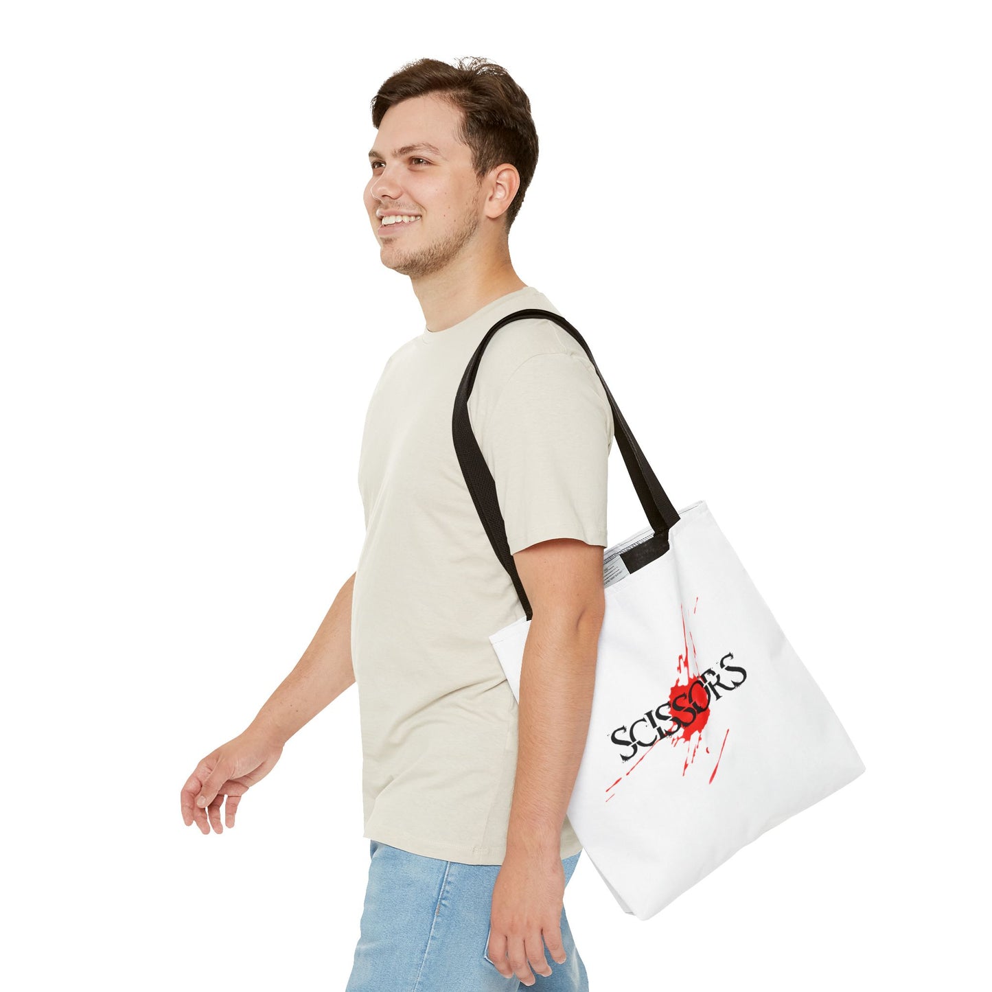 Stylish Scissors Tote Bag for Horror Movie Fans.
